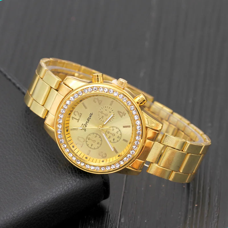 Women Quartz Crystal Luxury Watch Feminino Relogio Bracelet Wristwatch Casual Reloj Gold/Silver Mujer Bayan Kol Saati