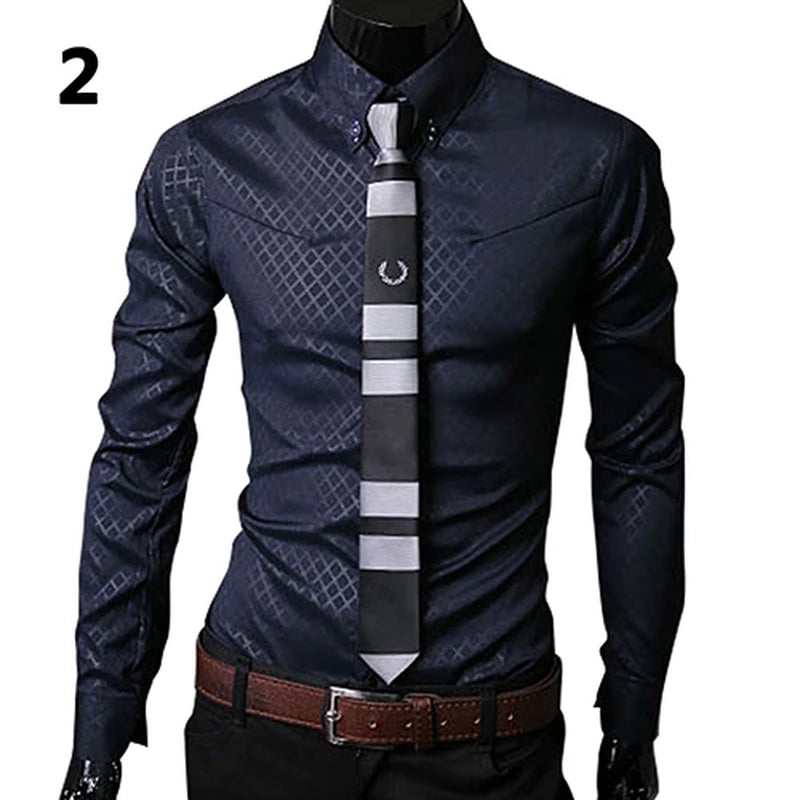 Luxury Men'S Shirt Business Style Slim Soft Comfort Slim-Fit Styles Long Sleeve Casual Dress Shirt Gift for Men