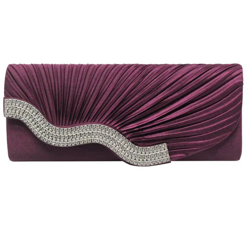 Diamond-Studded Women'S Clutch Bag Pleated Women'S Bag Evening Bag Evening Dress Bag Wedding Party Handbags Bags Shoulder Bag