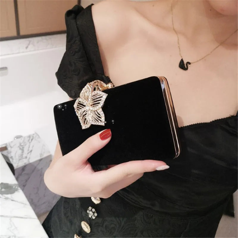 19X12Cm New Ladies Velvet Bag Dinner Party Bag Clutch Bag Rhinestone Cheongsam Bag Female Messenger Banquet Bag A5515