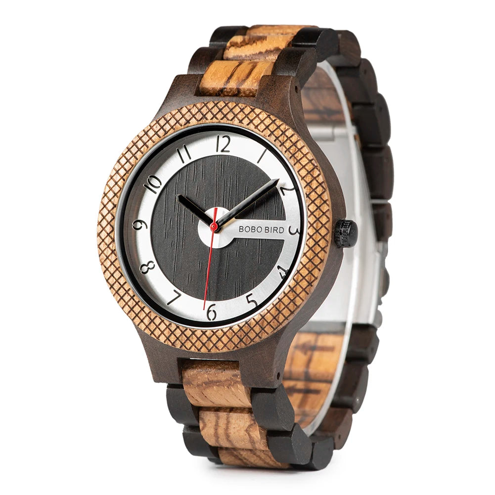 Relogio Masculino  Wood Men Watch Zabra Wooden Timepieces Quartz Watches for Men Watch Custom Gift Drop Shipping