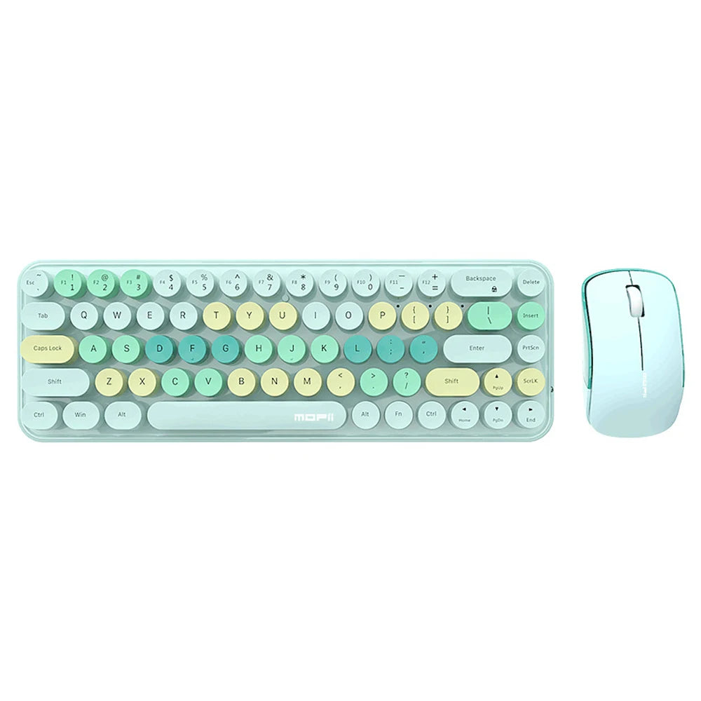 Keyboard Mouse Combo Mixed Color 2.4G Wireless Keyboard Mouse Set Circular Suspension Key Cap Ergonomics Keyboard for PC Laptop