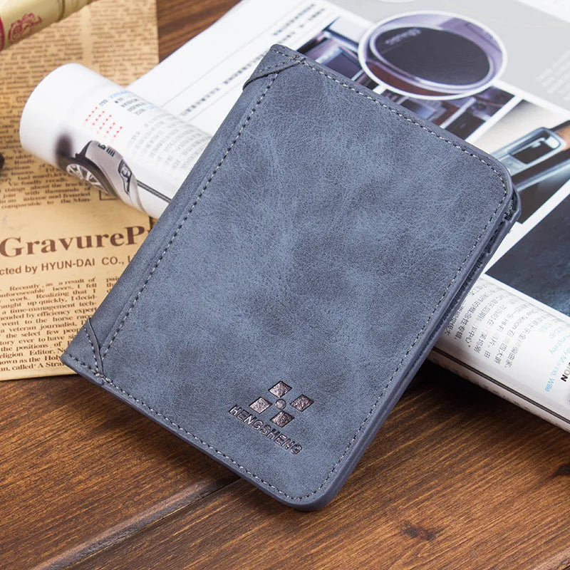 Men Wallet Leather Business Foldable Wallet Luxury Billfold Slim Hipster Cowhide Credit Card/Id Holders Inserts Coin Purses