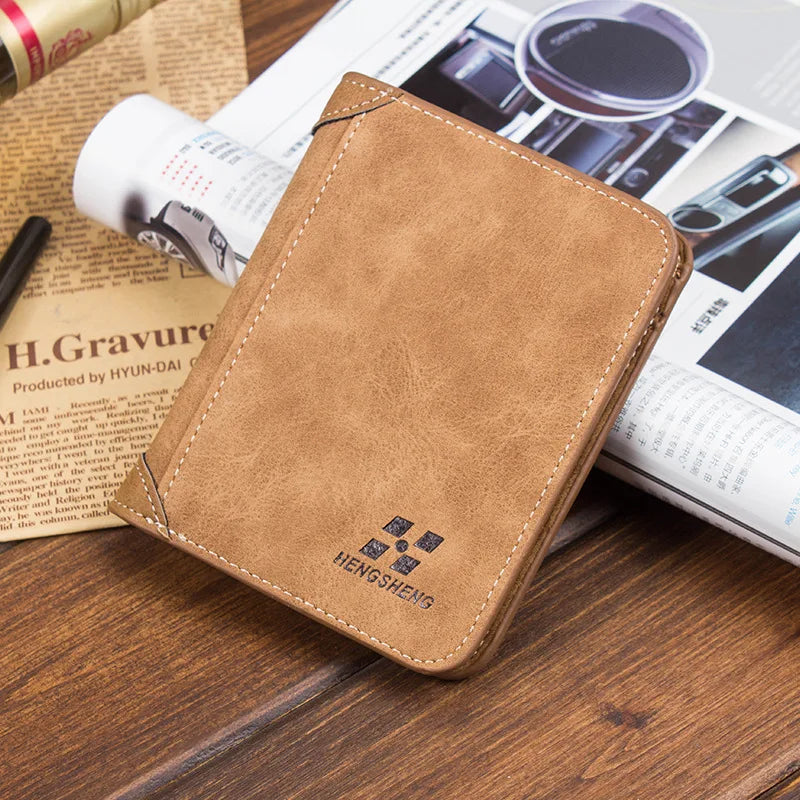 Men Wallet Leather Business Foldable Wallet Luxury Billfold Slim Hipster Cowhide Credit Card/Id Holders Inserts Coin Purses