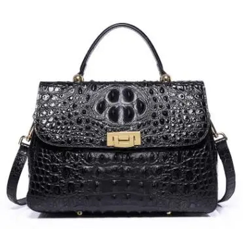 Real Cowhide Leather Handbags Crocodile Pattern Fashion Genuine Leather Women Bag Luxury Handbags Women Bags Designer Women Bag