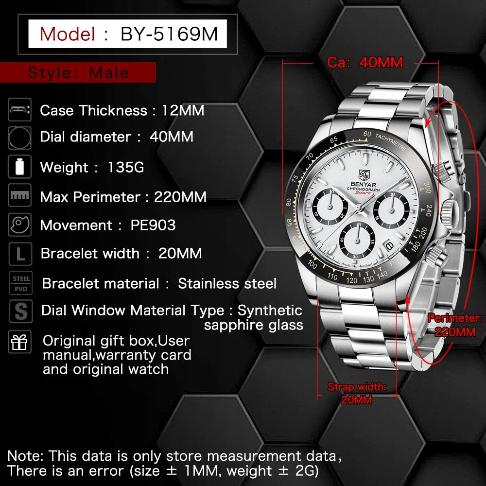 2021 New Men Quartz Wristwatches Chronograph Men Watch 30M Diving Watch Business Automatic Watch for Men Montre Homme