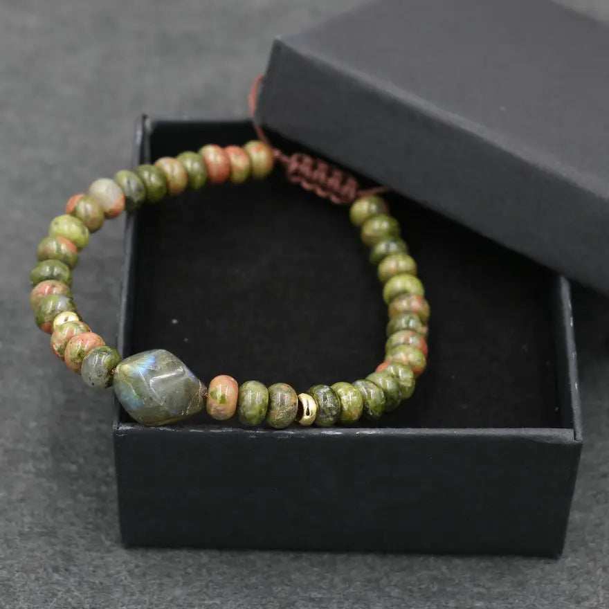 Natural Stone Beads Bracelet for Women Men Strand Braid Chakra Labradorite Bracelets Men Abacus Beads Jewelry Couples Pulseira