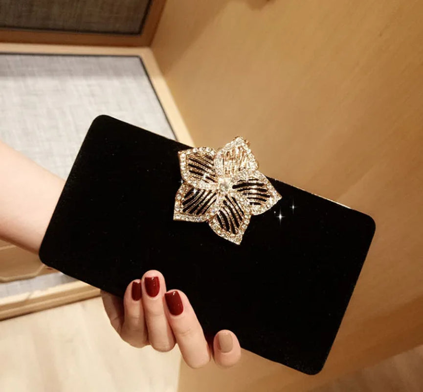 19X12Cm New Ladies Velvet Bag Dinner Party Bag Clutch Bag Rhinestone Cheongsam Bag Female Messenger Banquet Bag A5515