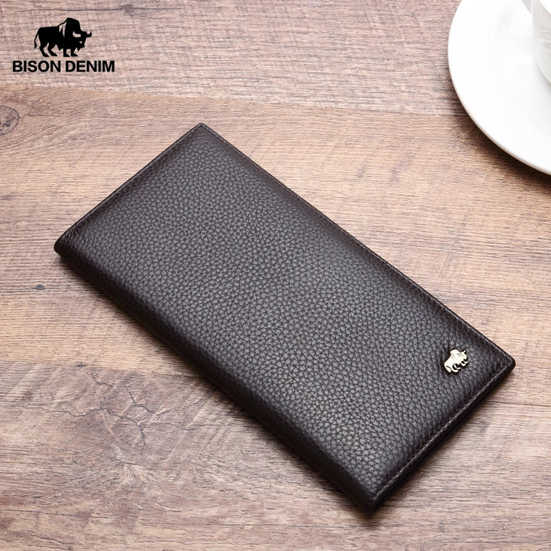 Cowskin Long Purse for Men Wallet Business Men'S Thin Soft Genuine Leather Wallet Card Holder Coin Purse N4470&N4391