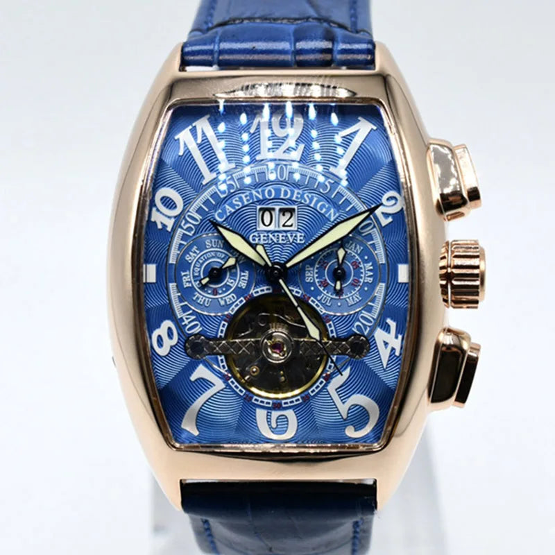 Automatic Mechanical Men Watch Fashion Skeleton Leather Wrist Watch Mens Top Brand Luxury Tourbillon Watch Classic Men