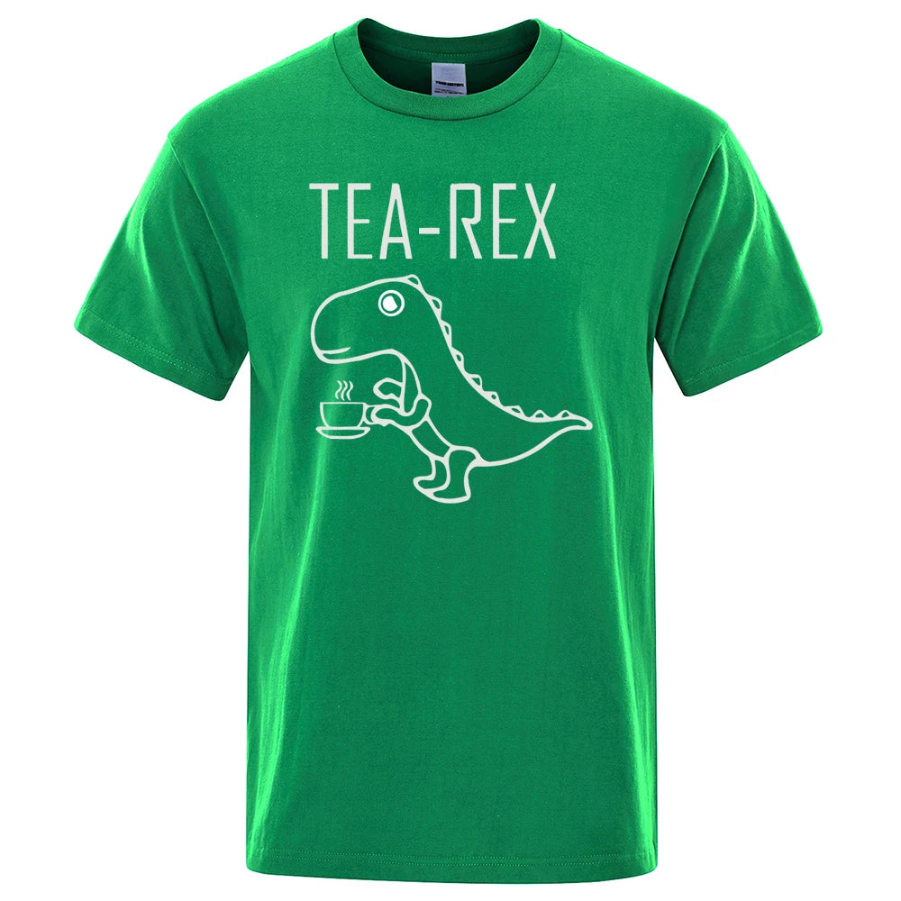 Men Women T-Shirts Tea Rex Funny Dinosaur Drink Coffee T Shirts Fashion Casual Tshirt High Quality Streetwear Tops Tee Shirt