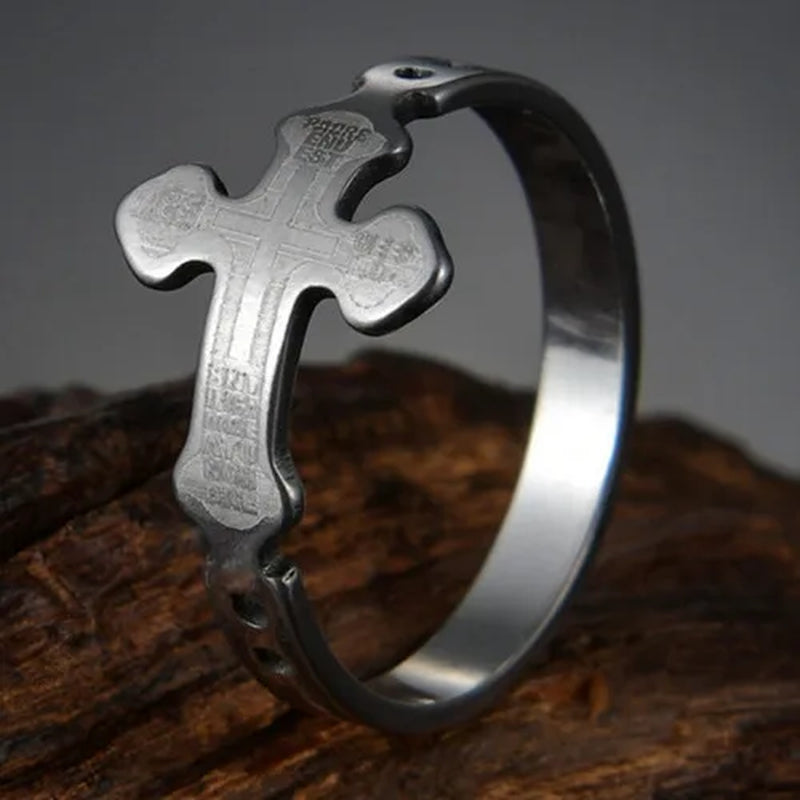 New Arrival Titanium Steel Jesus Cross Rings for Women Men Letter Bible Prayer Finger Christian Jewelry Wholesale