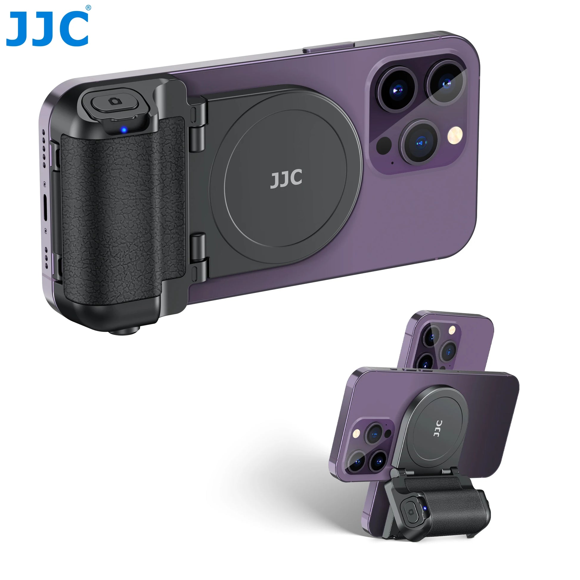 JJC Magnetic Snapgrip Phone Hand Grip Magsafe Handheld Bluetooth Remote Control Handle Shutter Phone Tripod Mount for Vlog