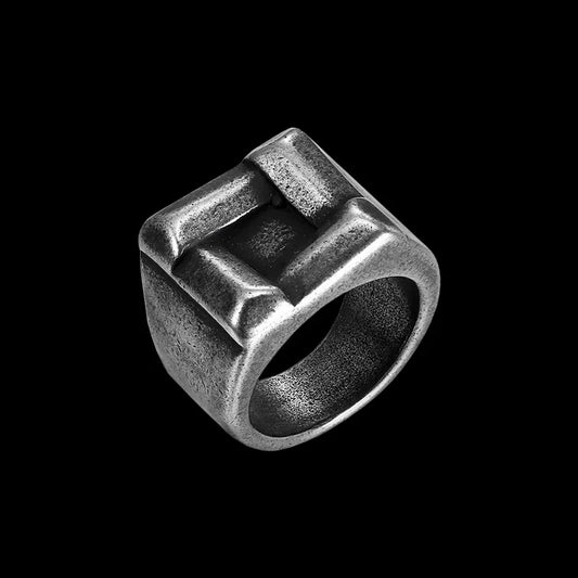 Stainless Steel Viking Square Ring Vintage Hammer Retro Punk Jewelry Finger Man Love Jewelry Gift Wholesale Male Anel OSR186