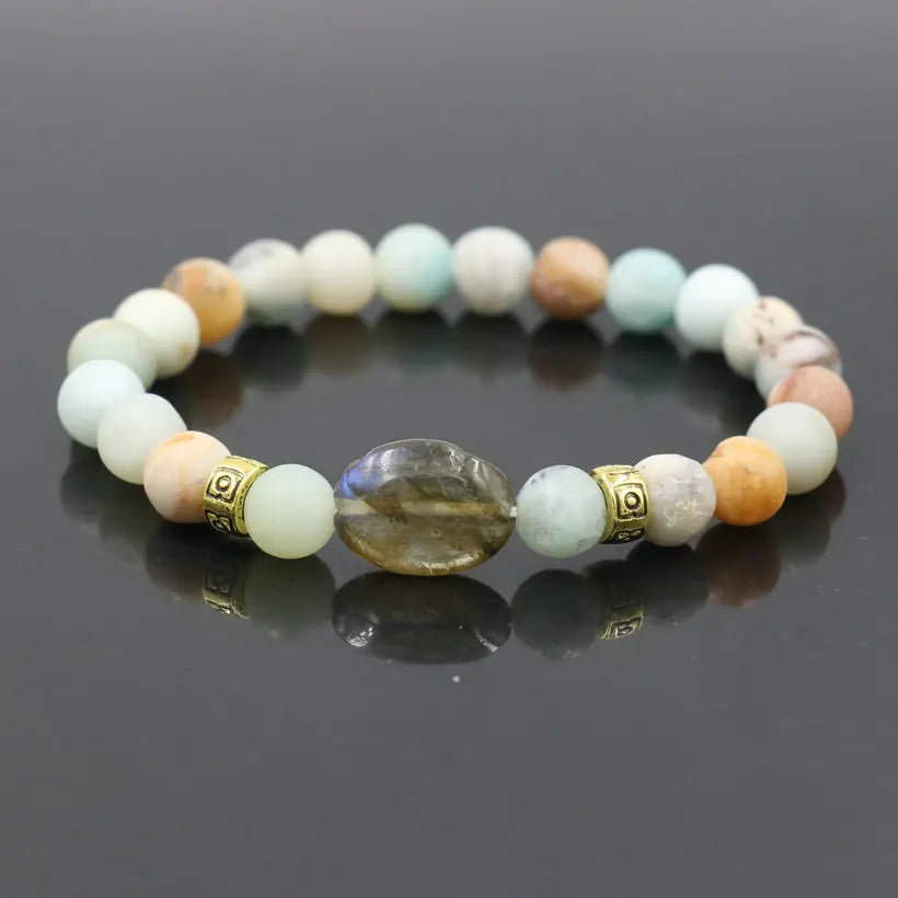 Top Quality Men'S Bracelet Hematite Stone Labradorite Moonstone Beads Bracelet for Women Buddha Bracelet Jewelry Gift Tobilleras