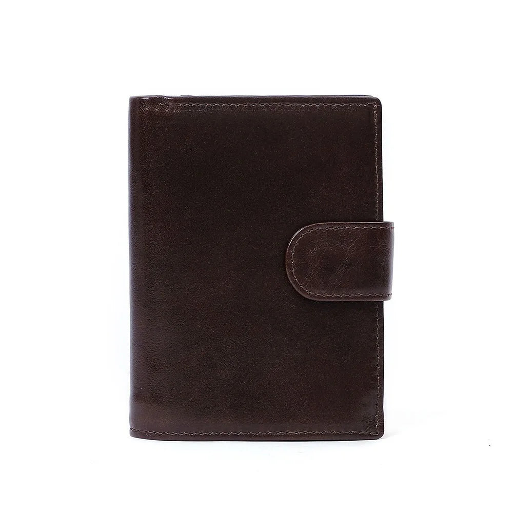 Crazy Horse Leather Men'S Wallet Genuine Leather Men Business Wallet RFID Men Card Id Holder Coin Purse Travel Wallet