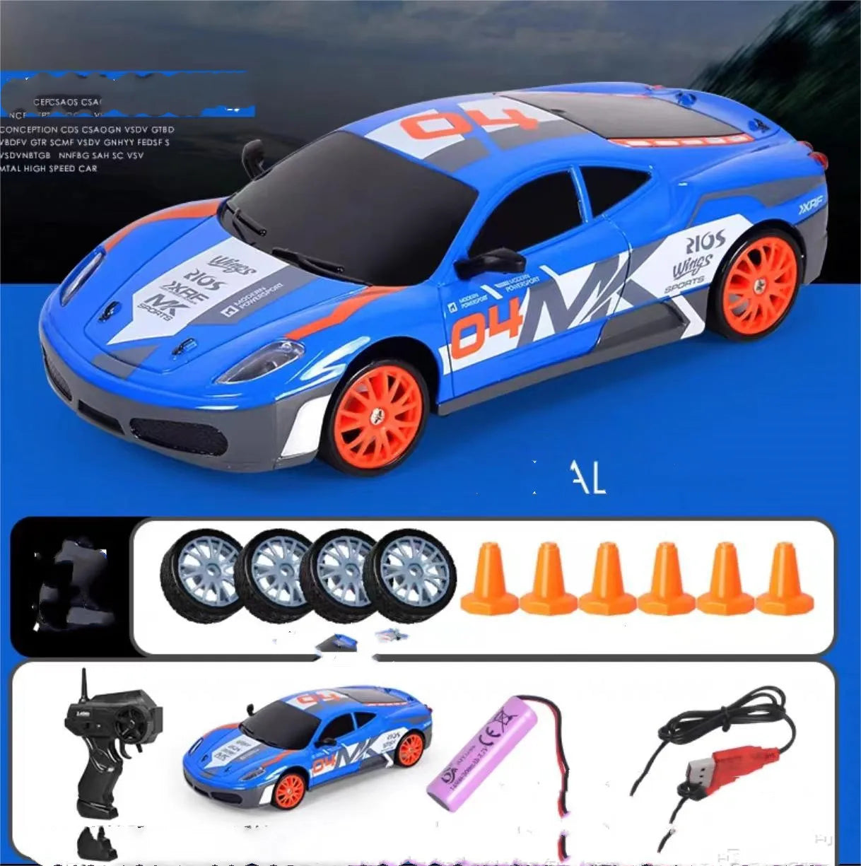 2.4G Drift Rc Car 4WD RC Drift Car Toy Remote Control GTR Model AE86 Vehicle Car RC Racing Car Toy for Children Christmas Gifts