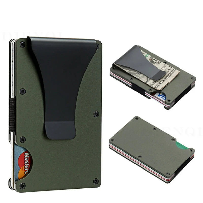 Slim Wallet for Men - Front Pocket RFID Blocking Minimalist Wallet for Men - Metal Wallet with Money Clip for Men