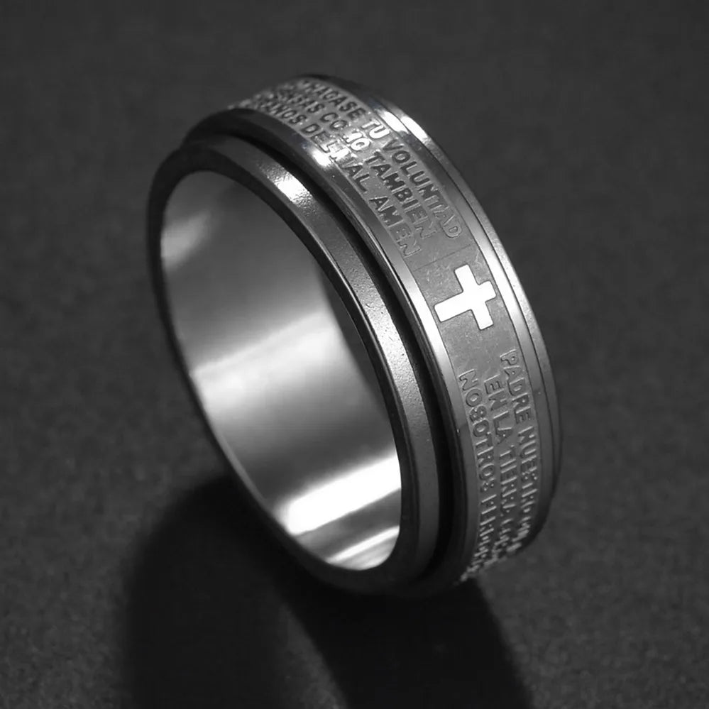 New Arrival Titanium Steel Jesus Cross Rings for Women Men Letter Bible Prayer Finger Christian Jewelry Wholesale