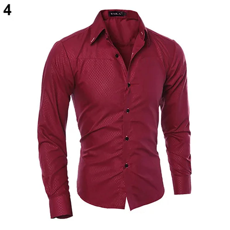 Luxury Men'S Shirt Business Style Slim Soft Comfort Slim-Fit Styles Long Sleeve Casual Dress Shirt Gift for Men