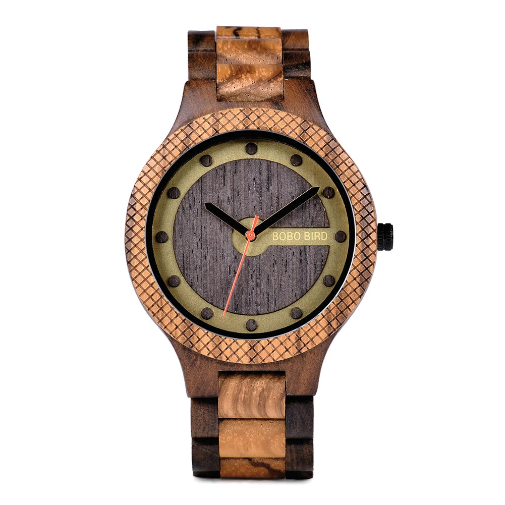 Relogio Masculino  Wood Men Watch Zabra Wooden Timepieces Quartz Watches for Men Watch Custom Gift Drop Shipping