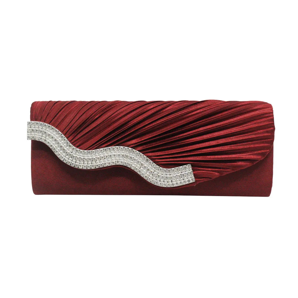 Diamond-Studded Women'S Clutch Bag Pleated Women'S Bag Evening Bag Evening Dress Bag Wedding Party Handbags Bags Shoulder Bag