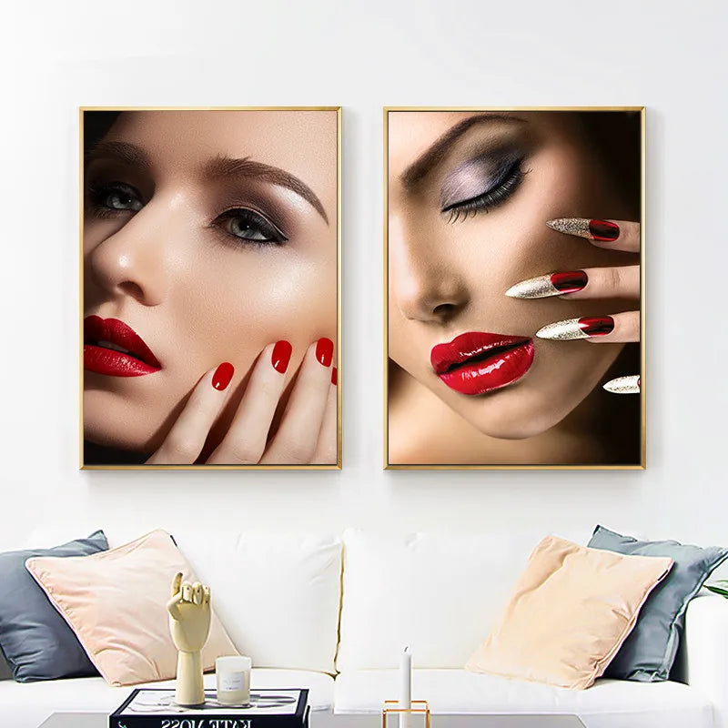 Beauty Nail Shop Art Poster Photo Wall Decoration Beauty Eeyelash Makeup Print Poster Canvas Painting HD2593