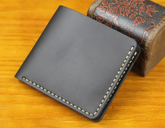 Handmade Vintage Crazy Horse Genuine Leather Wallet Men Purse Leather Men Wallet Short Style Male Money Holder Coin Bag WF206