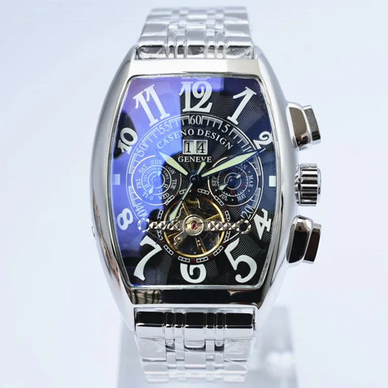 Automatic Mechanical Men Watch Fashion Skeleton Leather Wrist Watch Mens Top Brand Luxury Tourbillon Watch Classic Men