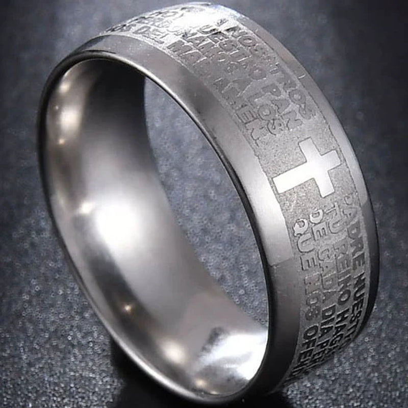 New Arrival Titanium Steel Jesus Cross Rings for Women Men Letter Bible Prayer Finger Christian Jewelry Wholesale