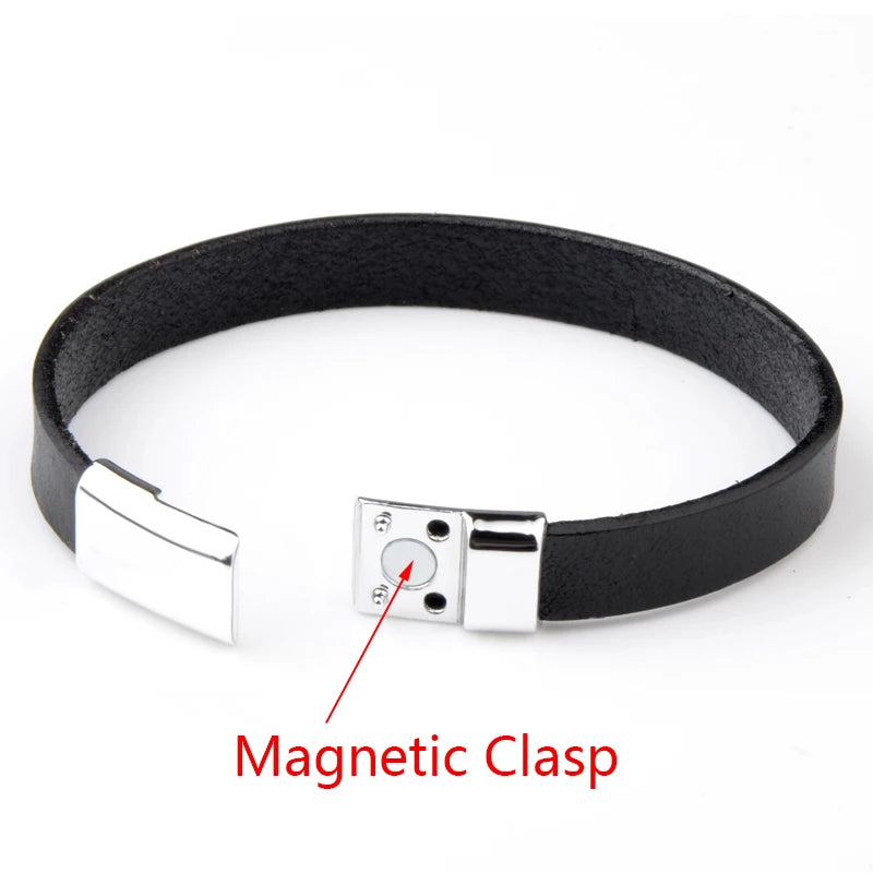 Genuine Leather Retro Bracelet Black and Brown with Magnetic Clasp Cowhide Wrap Bracelet for Men Women Jewelry