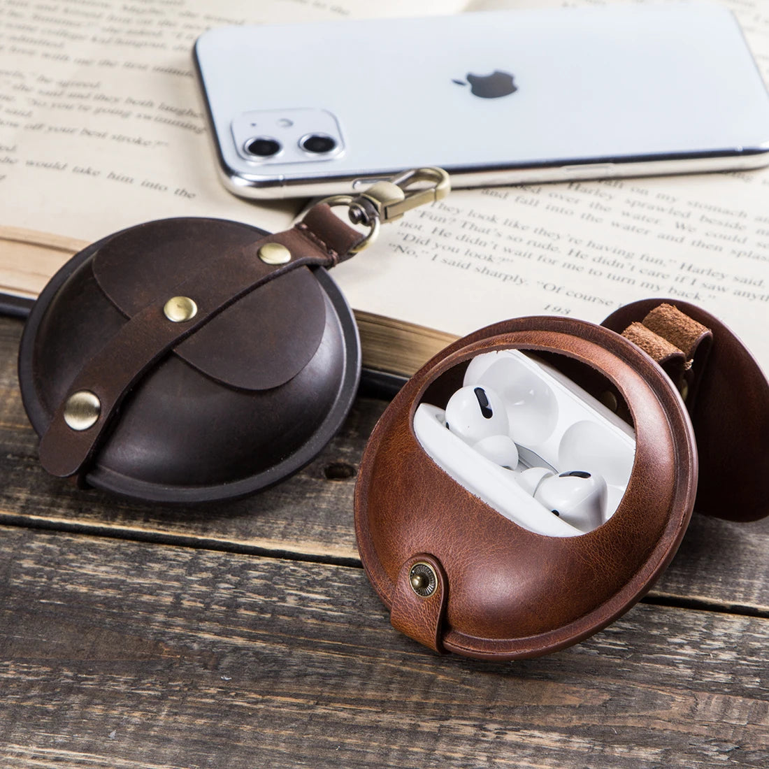 Genuine Cow Leather Earphone Case for Airpods 3&Pro&Pro 2/Galaxy Buds Live & 2Pro & Buds2 Headphone Cables Chargers Box Coin Bag