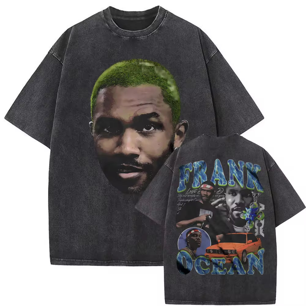 Washed Vintage Rapper Frank Oversized Tshirt Blond Graphic T-Shirts Men Women Ocean Hip Hop T Shirt Men'S Fashion Casual Tees