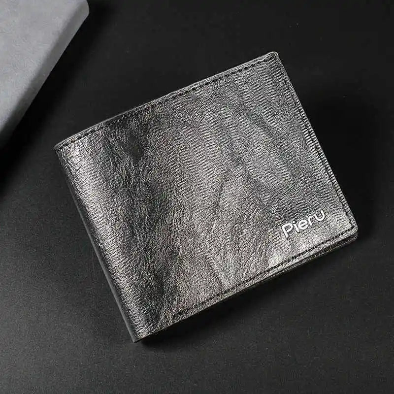 Ultra Thin Zipper Wallet Men'S Small Wallet Business PU Leather Wallets Band Solid Color Card Coin Purse Credit Bank Holder