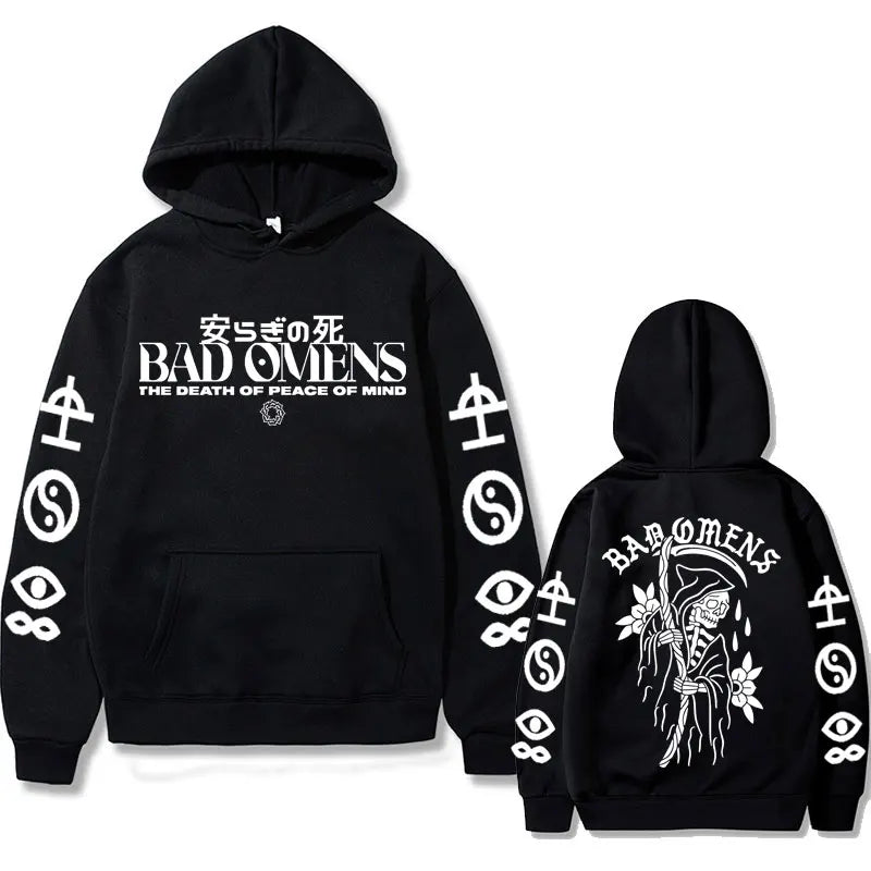 Bad Omens Band Tour American Music Print Hoodie the Death of Peace of Mind Skeleton Graphic Hoodies Male Rock Gothic Sweatshirts