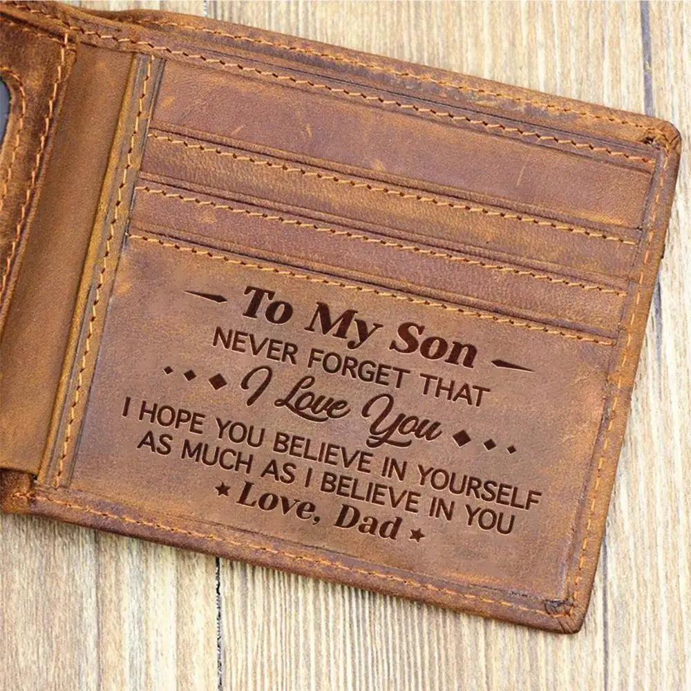 Free Engraving 100% Genuine Leather Men Wallet Gift of Dad to Son V E1001-1015 Small Mini Card Holder Card Wallet Men