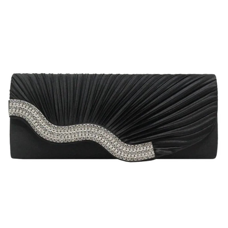 Diamond-Studded Women'S Clutch Bag Pleated Women'S Bag Evening Bag Evening Dress Bag Wedding Party Handbags Bags Shoulder Bag