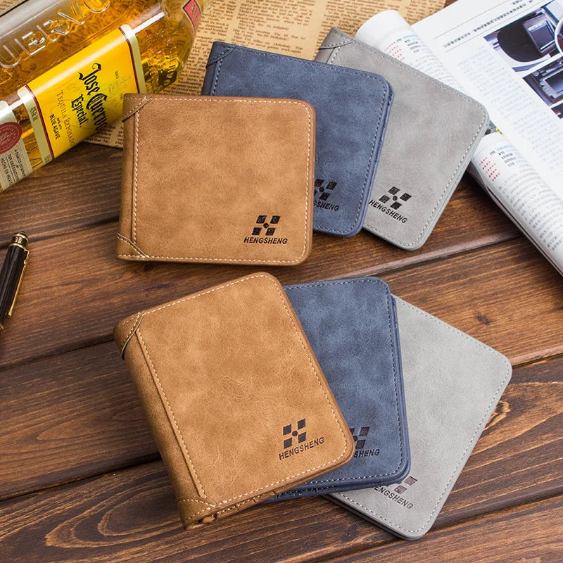 Men Wallet Leather Business Foldable Wallet Luxury Billfold Slim Hipster Cowhide Credit Card/Id Holders Inserts Coin Purses