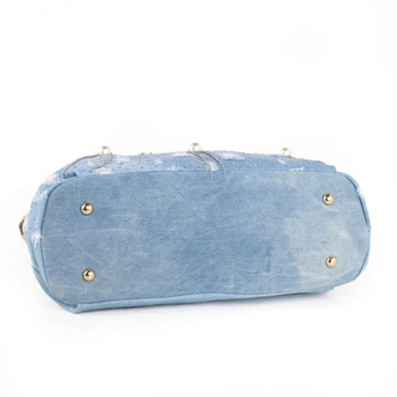 Denim Shoulder Bag Women Pearl Luxury Handbags Women Bags Designer Handbags High Quality Crossbody Bags for Women