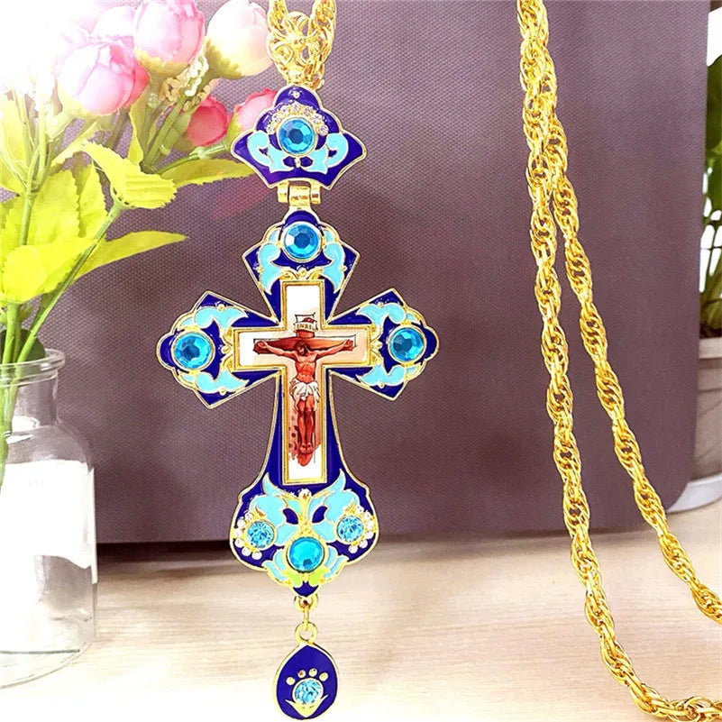 Christ Jesus Pendant Necklace Enamel Jwewlry Chain Heavy Men Jewelry Gift Orthodox Religious Christian Gift with Box