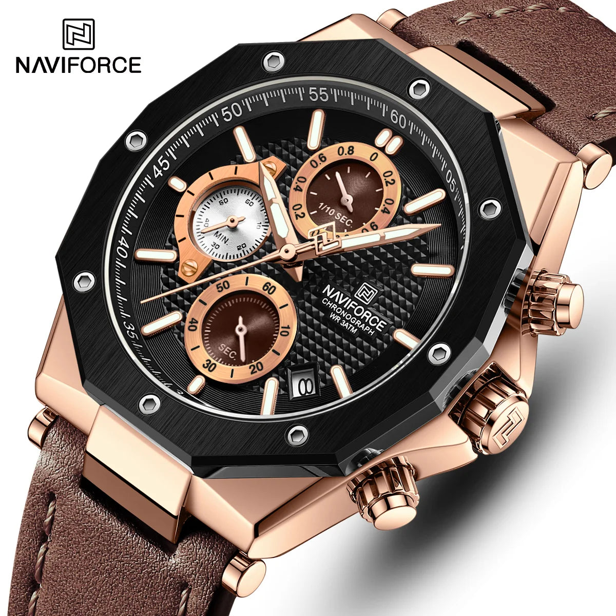 Watches Top Luxury Brand Sport Casual Leather Waterproof Business Fashion Chronograph with Auto Date