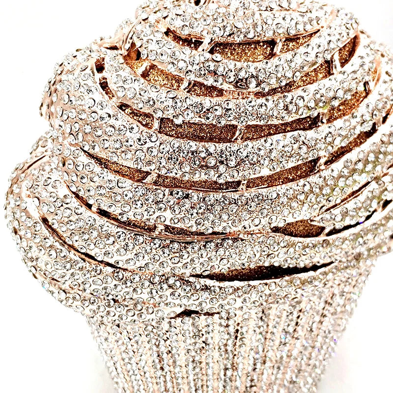 Fashion Women Accessories Beautiful Diamonds Luxury Clutches Big Cupcake Ice Cream Crystal Purses Bridal Wedding Party Purses