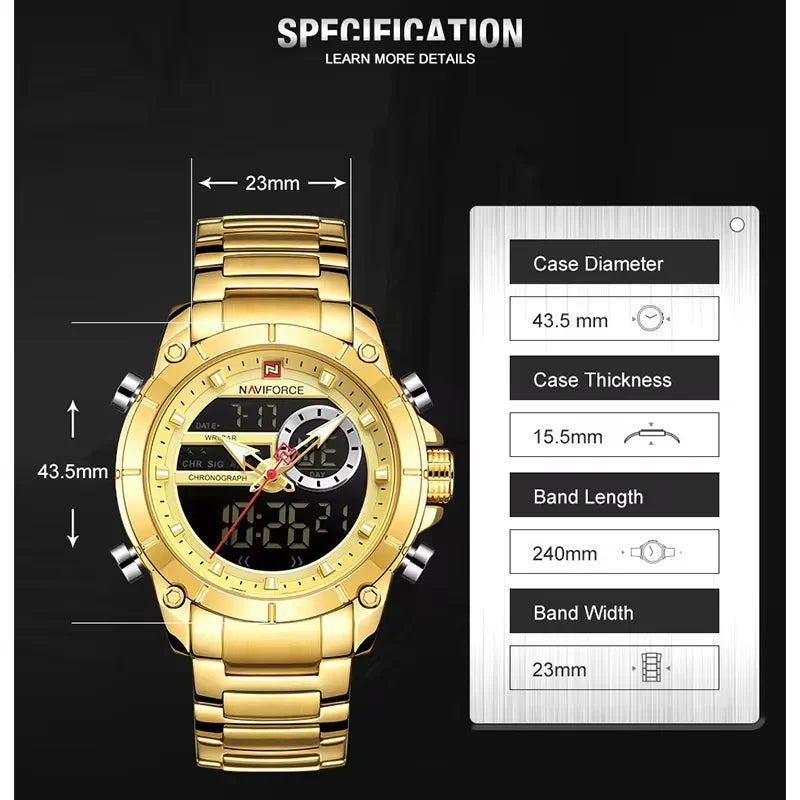 Luxury Original Sports Wrist Watch for Men Quartz Steel Waterproof Digital Fashion Watches Male Relogio Masculino 9163