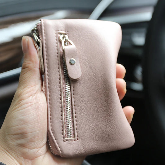 New Fashion Coin Purse Soft Genuine Leather Men Wallet Small Card Holder Double Zipper Thin Women Mini Change Purses Kids Coin