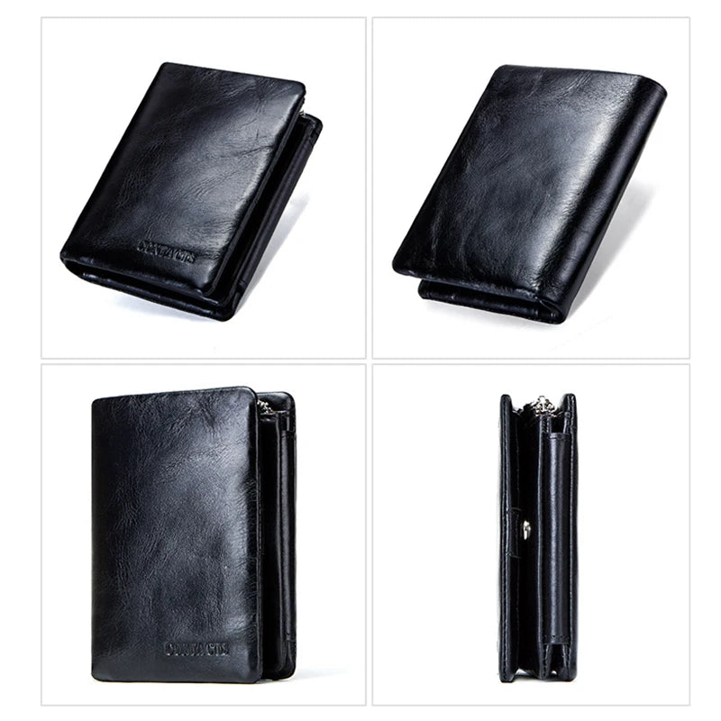 CONTACT'S New Classical Genuine Leather Wallets Vintage Style Men Wallet Fashion Brand Purse Card Holder Long Clutch Wallet