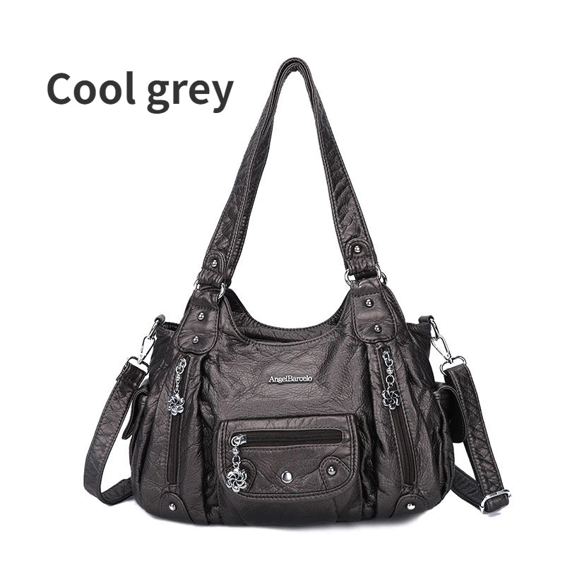 Women Luxury Handbags Women Bags Designer Vintage Soft Leather Bags Fashion Satchel Motorcycle Bag Tote Bags Messenger Bag