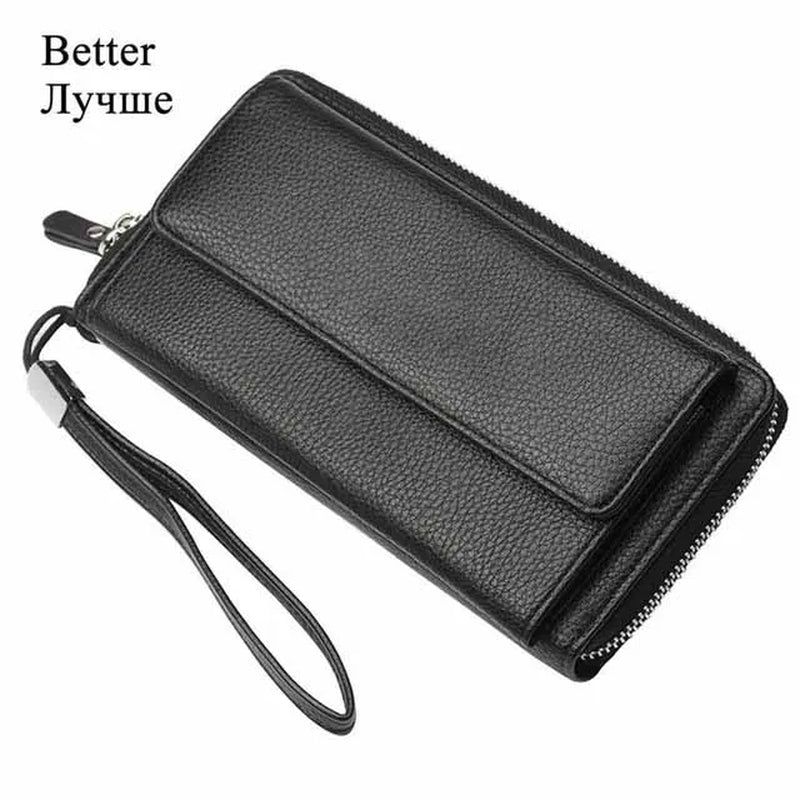 Fashion New PU Leather Men Clutch Wallets Zipper Large Capacity Hand Strap Men Wallet Luxurious Business Solid Male Purses