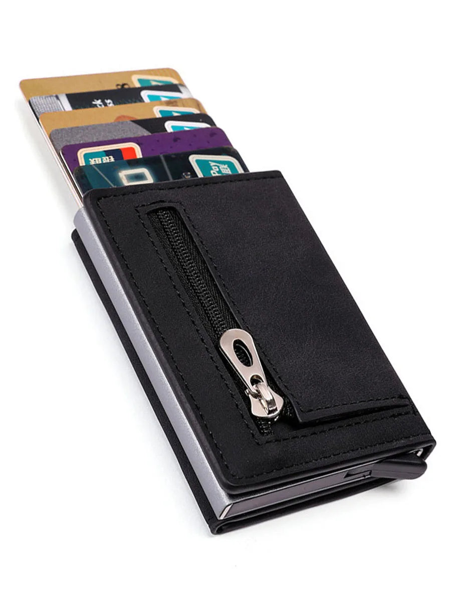 PU Leather Men Wallet Rfid Anti-Magnetic Credit Cards Holder with Organizer Coin Pocket & Money Clips Purse