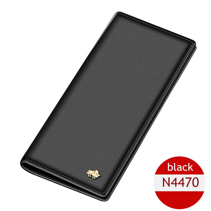 Cowskin Long Purse for Men Wallet Business Men'S Thin Soft Genuine Leather Wallet Card Holder Coin Purse N4470&N4391