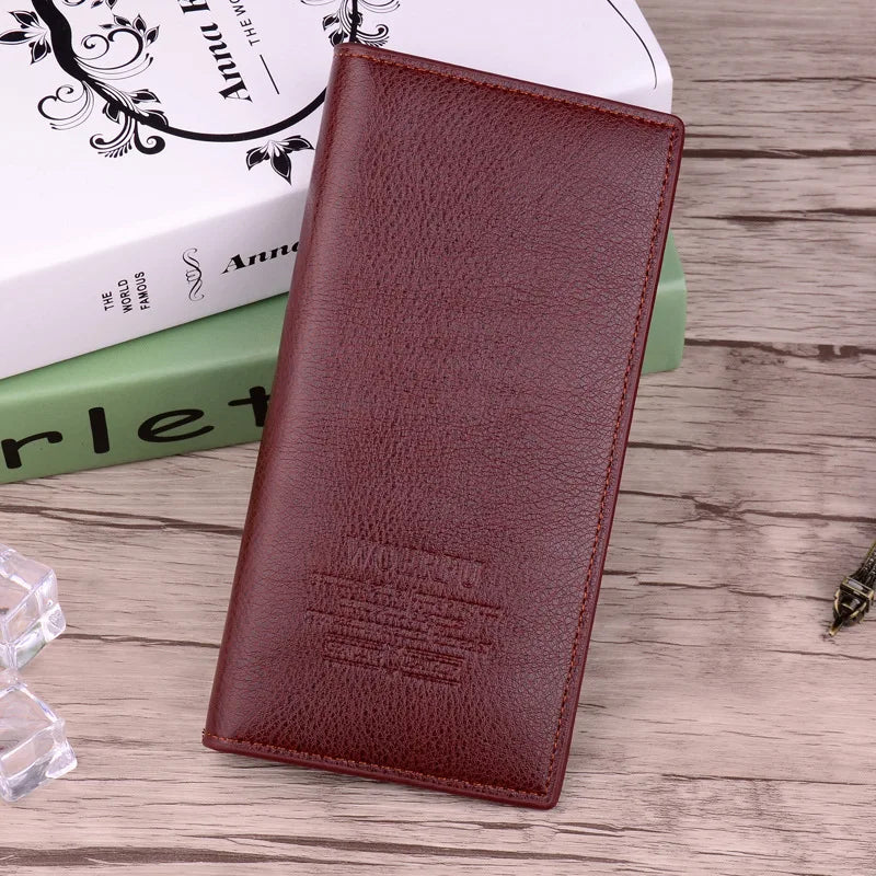 Business Long Men Wallet Vertical Leather Purse Male Clutch Wallets Men Women Money Card Holder Pocket Multifunction Top Quality